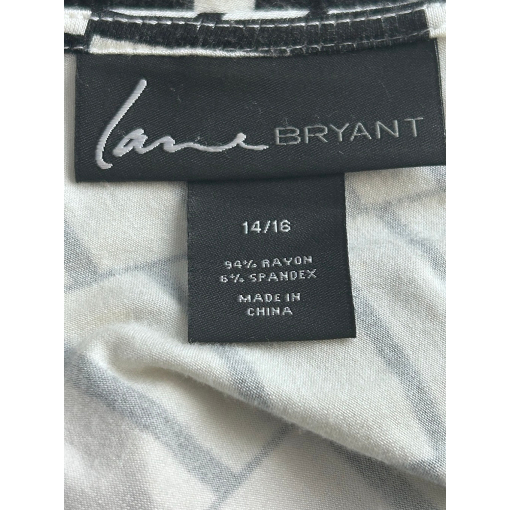 Lane Bryant Maxi Dress Black White Geometric Faux Wrap 14/16 Stretch - Picture 9 of 12